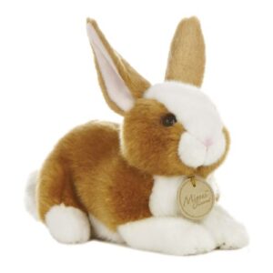 Élethű fekvő barna-fehér plüss holland nyuszi, 20 cm (Aurora, Miyoni)