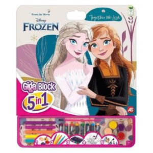 Jégvarázs: Anna és Elsa mintás, 5 az 1-ben óriás színező matricákkal kreatív szett, 41x35 cm