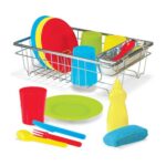 Szerepjáték: 24 db-os konyhai étkészlet fém szárítóval (Melissa & Doug)