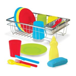 Szerepjáték: 24 db-os konyhai étkészlet fém szárítóval (Melissa & Doug)
