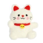 Kota, Lucky Cat, a tenyérnyi, ülő, fehér plüss szerencsehozó cica, 13 cm (Aurora, Palm Pals)