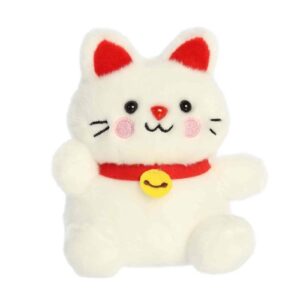 Kota, Lucky Cat, a tenyérnyi, ülő, fehér plüss szerencsehozó cica, 13 cm (Aurora, Palm Pals)