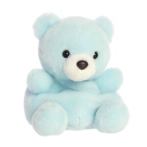 Benny, a tenyérnyi, ülő, kék színű plüss bébi maci, 13 cm (Aurora, Palm Pals)