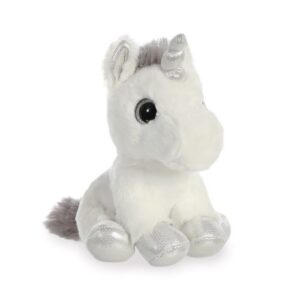 Silver, az ülő, ezüst színű, csillogó szemű plüss unikornis, 18 cm (Aurora, Sparkle Tales)