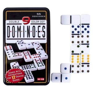 Dominó 55 darabos készlet fémdobozban