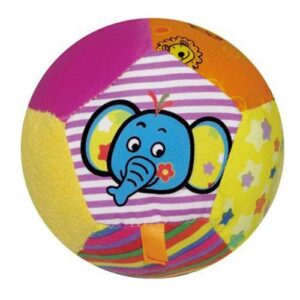 Állat mintás, csörgő, puha labda, textil bébijáték, 13 cm (Biba Toys)