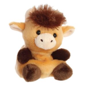 Hubert, a tenyérnyi, ülő plüss skót-felföldi marha, 13 cm (Aurora, Palm Pals)