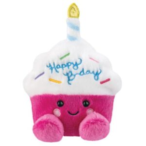 Mosolygós tenyérnyi, ülő plüss szülinapi muffin, 13 cm (Aurora, Palm Pals)