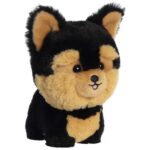 Fekete-barna yorkie, álló plüss kutya, 18 cm (Aurora, Teddy Pets)