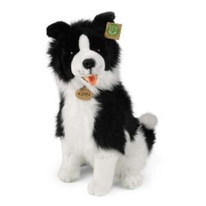 Élethű, ülő Border Collie plüss kutya, 40 cm (Rappa)