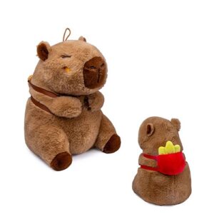 Óriás XXL méretű ülő plüss capybara vízidisznó sültkrumplis hátizsákkal, 80 cm