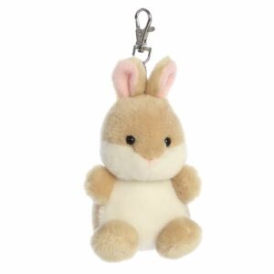 Ella, az ülő, világosbarna plüss nyuszi kulcstartó, 10 cm (Aurora, Palm Pals)