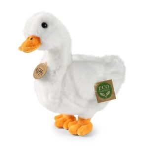 Élethű fehér plüss kacsa, 24 cm (Rappa)