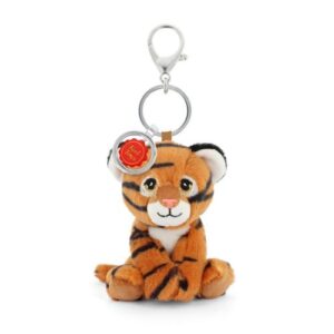 Ülő plüss tigris kulcstartó, 12 cm (Keel Toys)