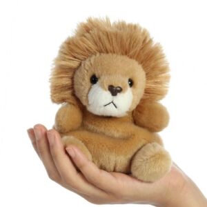 Leno, a tenyérnyi ülő plüss oroszlán bébi, 13 cm (Aurora, Palm Pals)