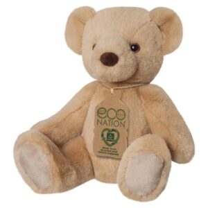 Világosbarna ülő plüss Teddy maci, 28 cm (Aurora, Eco Nation)