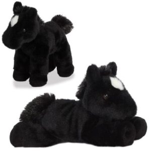 Beau, a fekete plüss ló fehér orrcsíkkal, 20 cm (Aurora, Mini Flopsies)