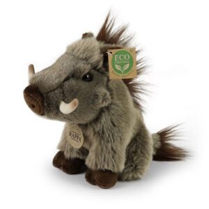 Élethű, szürke, közönséges ülő plüss varacskosdisznó, 20 cm (Rappa)