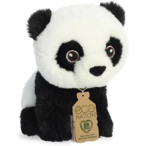 Mini Panda, élethű plüss pandamaci bébi, 13 cm (Aurora, Eco Nation)