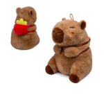 Átölelhető, ülő plüss capybara vízidisznó sültkrumplis hátizsákkal, 35 cm